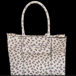REBECCA MINKOFF Floral Beige Cream Tote Bag Satchel Purse